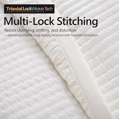 Max Oversized California King Quilt Set – 112"x106"Soft Washed Lightweight Bedspread,Multi-Lock Quilting,Minimalist Nordic Bedding, Spring & Summer Quilt Set (1 Quilt + 2 Pillow Shams), Cream White DAWNDIOR