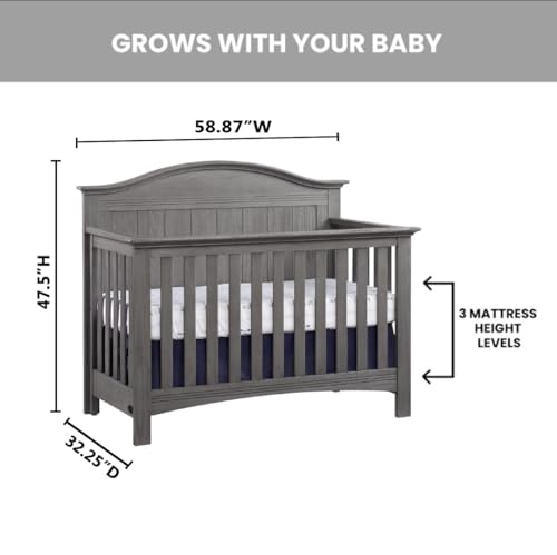 Soho Baby Chandler Premium 4-in-1 Convertible Crib, Graphite Gray, GreenGuard Gold Certified