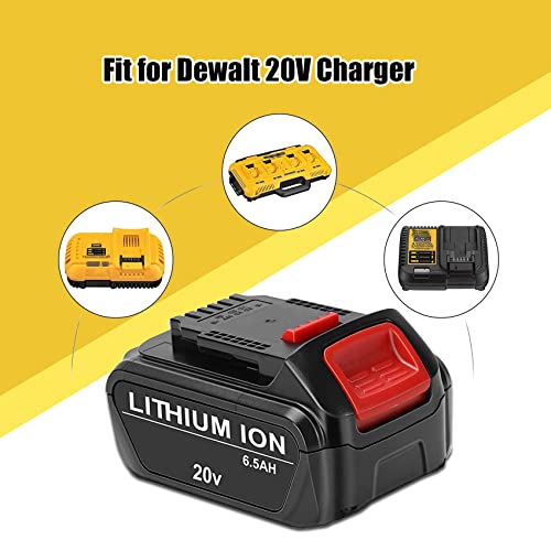 JYJZPB 2 Pack 6.5Ah Replace Battery Compatible for DeWalt 20V MAX Battery DCB200 DCB204 DCB206 DCB206-2 DCB201 DCB203 DCB181 DCB180 DCD/DCF/DCG 20 Volt XR Battery JYJZPB