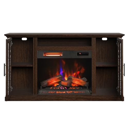 duraflame® Electric Fireplace TV Stand, Farmhouse Media Mantel with Storage, Stromburg Oak Duraflame