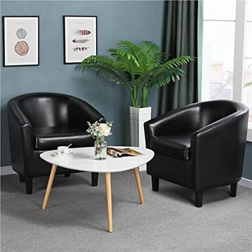 Yaheetech Barrel Chairs Set of 2, Faux Leather Club Chairs, PU Leather Accent Chairs, Waiting Room Chair with Soft Padded Seat for Living Room Bedroom Reading Room, Black Yaheetech