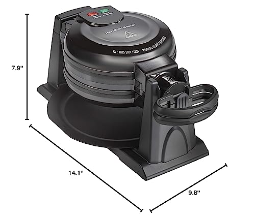 Hamilton Beach 26201 Belgian Waffle Maker with Removable Nonstick Plates, Double Flip, Makes 2 at Once, Black Hamilton Beach