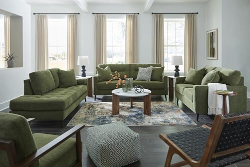Signature Design by Ashley Bixler Mid-Century Modern Tufted Sofa with 2 Toss Pillows, Green Signature Design by Ashley