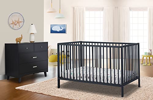 Sorelle Furniture Happy Crib 3-in-1 Convertible Crib, Made of Sustainable Beech Wood, Wooden Baby Bed, Toddler Bed and Child’s Daybed, Simplistic Nursery Furniture (Midnight) Sorelle