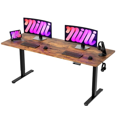 Monomi Electric Standing Desk, 79 x 31.5 inches Height Adjustable, Ergonomic Home Office Sit Stand Up Desk with Memory Preset Controller (Rustic Brown Top/Black Frame) Monomi