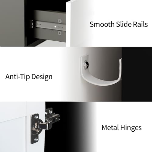 GarveeHome 42.5 in Sideboard Buffet Cabinet with Storage, Wooden Kitchen Storage Cabinet with Adjustable Shelf, Modern Coffee Bar Buffet Table for Living Room Entryway Dining Room GarveeHome