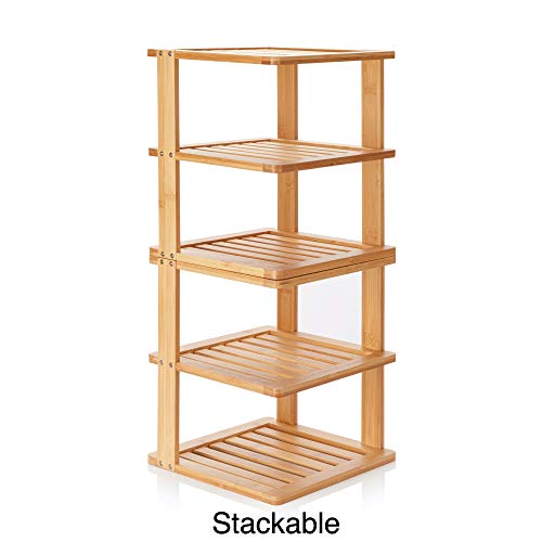 BERYLAND Bamboo Corner Shelf - 3 Tier 10 x 10 inch and 11.5 inches high. Kitchen Cabinet Organizer - Pantry Organization and Storage - Bathroom Countertop Shelves BERYLAND