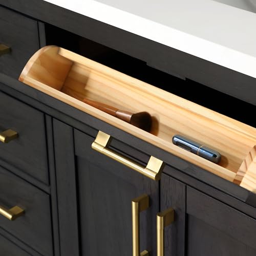 OVE Decors Bailey 60 in. W x 22 in. D x 34.5 in. H Double Sink Bath Vanity in Matte Black Wood with White Engineered Quartz Top OVE Decors