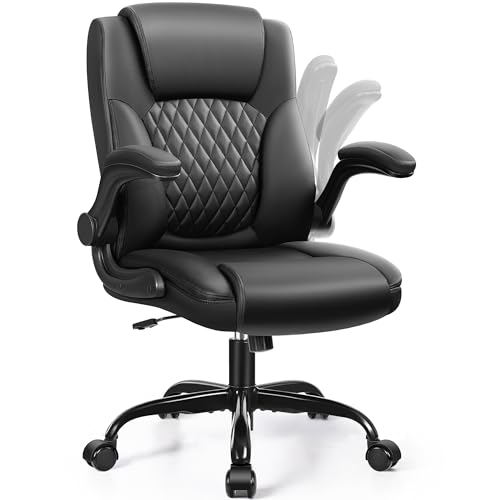 Leather Office Chair, PU Home Computer Desk Chairs with Ergonomic Back Support, 360°Swivel Free, Small Gaming Chair with Wheels and Adjustable Armrests, for Short People Use Brick Attic
