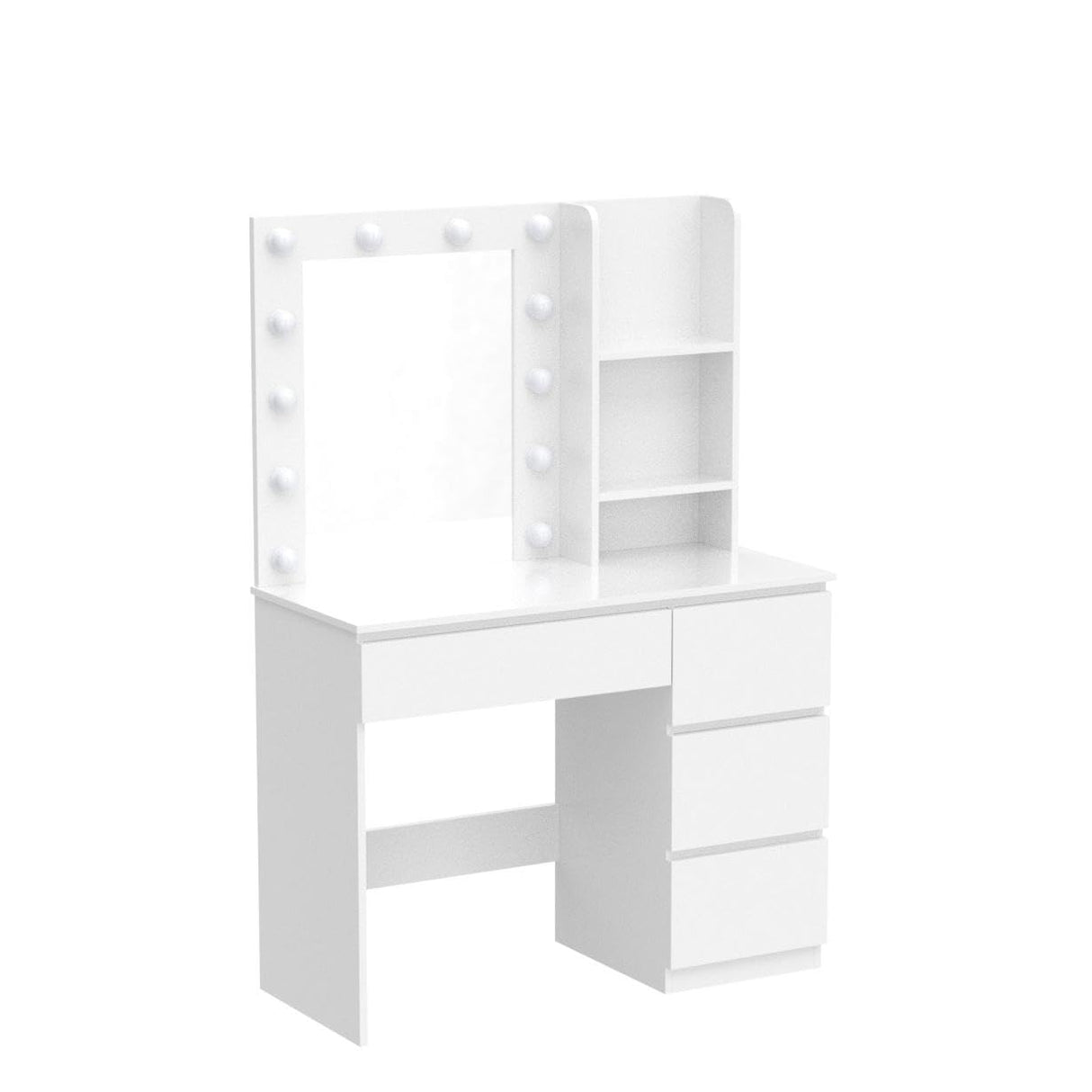 Vabches Makeup Vanity with Lights, 37inch Vanity Desk, 4 Large Drawers Dresser with Lighted Mirror, 3 Lighting Modes Brightness Adjustable, White Vabches