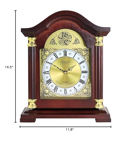 Bedford Clock Collection Redwood Mantel Clock with Chimes Bedford Clock Collection