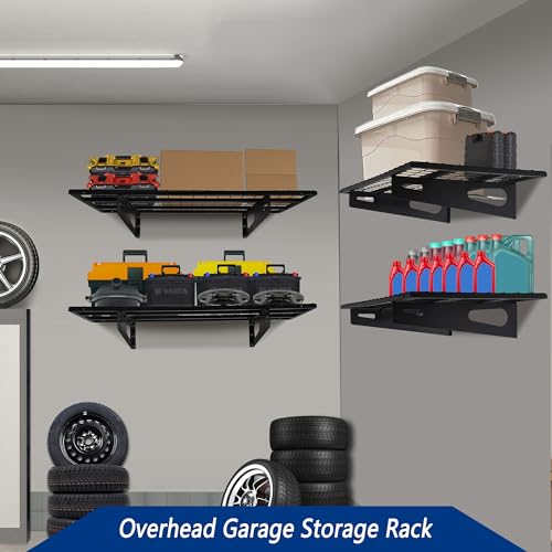 2-Pack 1.5x3FT Garage Shelving 17.7-inch-by-35.8-inch Wall Shelf Garage Storage Rack Wall Mounted Floating Shelves, Black Soywey