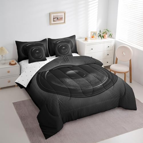 Feelyou Twin Size Speaker Comforter Set, 7 Pieces Lightweight Cool Minimalist Bedding Sets, 3D Pattern Bed in a Bag with Comforter, Sheets, Pillowcases & Shams Feelyou
