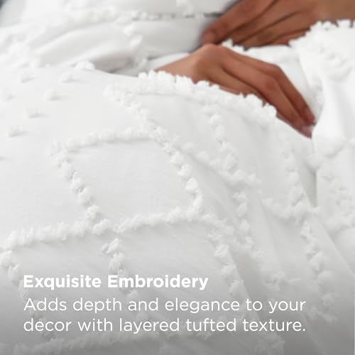 Bedsure Boho Twin Duvet Cover Size - White Breathable & Soft Boho Bedding, Machine Washable Comforter Cover for All Seasons, Includes 1 Duvet Cover 68"x90" with 1 Pillow Sham & Zipper Closure Bedsure