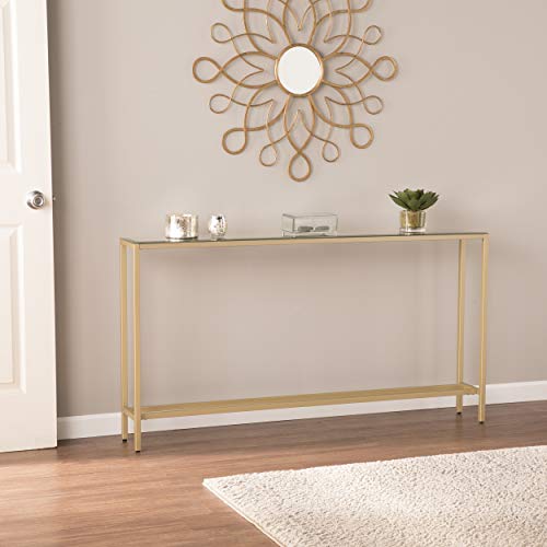 SEI Furniture Darrin Narrow Mirrored Top Console Table, 56", Metallic Gold SEI Furniture