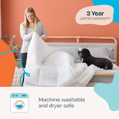 Linenspa White Down Alternative Comforter and Duvet Insert, for Twin Size Bed – All-Season Comforter with Box Stitch and 8 Duvet Loops – Bedding for Kids, Teens, and Adults Linenspa