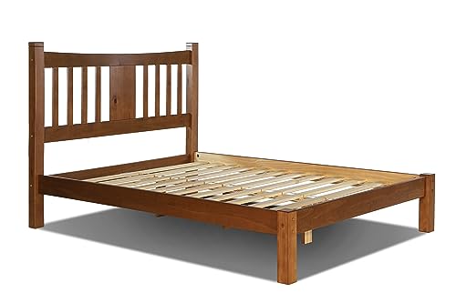 Grain Wood Furniture Shaker Solid Wood Slat Platform Bed, King Size, Walnut Grain Wood Furniture