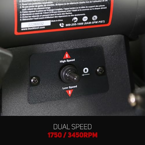 BUCKTOOL Dual Speed 1" x 42" Belt Disc Sander Combo, Bench Knife Sharpener with Large Work Table, Professional Benchtop Belt Sander with Direct-drive Bucktool