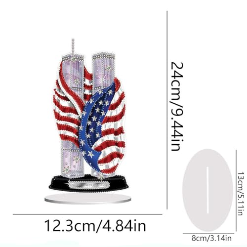 LIULIMI DIY 5d Diamond Painting Kits,Special Shaped Diamond Art Kit for Adults,Stand Up Acrylic Ornament Making kit,Double Sided Diamond dotz Painting,Gift(American Flag/Twin Towers) LIULIMI