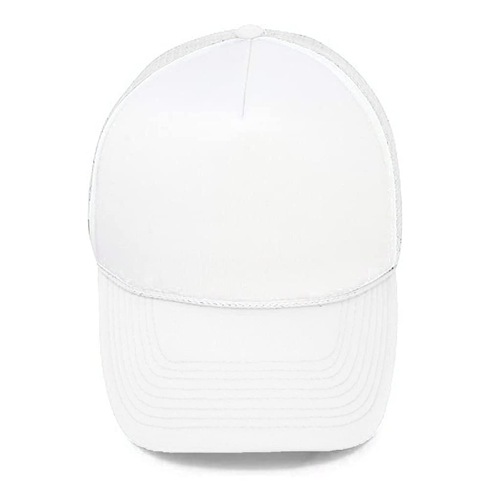 MR.R 6 Pack Sublimation Blanks White Mesh Trucker Polyester Cap, Two Tone Trucker Hat,Summer Mesh Cap with Adjustable Snapback,6 pcs per Pack MR.R