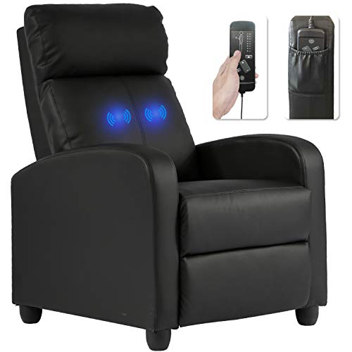 BestMassage | Recliner Chair | with 2 Point Massage Function | Black | with Lumbar Support, Adjustable Push Back, Wide Armrests, Footrest & Padded Seat | Easy Assembly | for Living Room, Home Theatre BestMassage