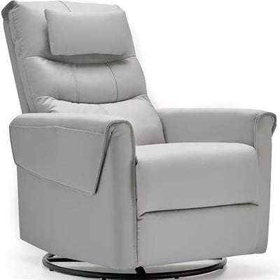 AIRSKY Leather Recliner Chair, Top Grain Leather, Italian Water-Washing Process, Movable Headrest,Recliner Chairs for Adults, Nursery Rocking Chairs,Swivel Rocker Recliner, Living Room Chair,Grey,R3