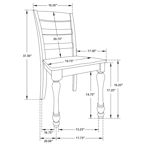 Coaster Home Furnishings - Madelyn - Wood - Set of 2 Farmhouse Dining Side Chairs with Ladder Backs, Saddles, Scooped Seats and Turned Legs - Dining Room - Coastal White and Dark Cocoa - 110382 Coaster Fine Furniture
