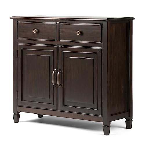SIMPLIHOME Connaught SOLID WOOD 40 Inch Wide Traditional Entryway Storage Cabinet in Dark Chestnut Brown, For the Living Room, Entryway and Family SIMPLIHOME