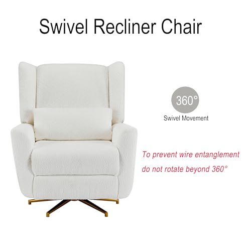 Christopher Knight Home Dolia Boucle Fabric Upholstered 360° Swivel Chair, Push-Back Power Recliner Chair, Iron Recliner Sofa with Rotation, Living Room Lounge Sofa, Adjustable Backrest, Beige+Gold Christopher Knight Home