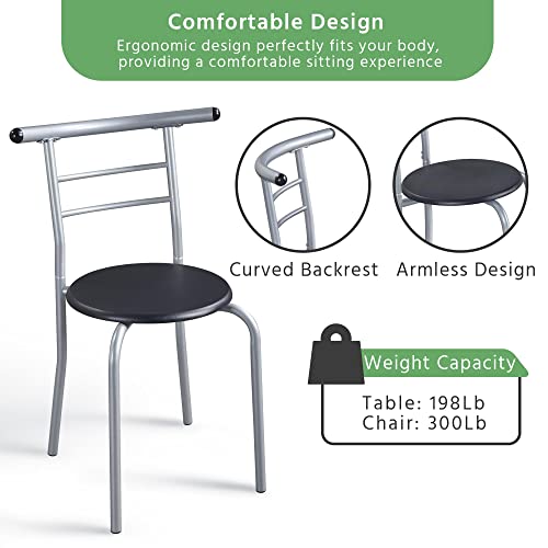 Yaheetech 3-Piece Dining Room Table Set, Kitchen Table & Chair Sets for 2, Compact Table Set w/Steel Legs, Built-in Wine Rack for Breakfast Nook, Small Space, Apartment, Black, 31.5x21x29" (LxWxH) Yaheetech