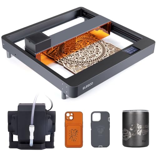 ELEGOO PHECDA 10000mW Laser Engraver & Cutter with Air Assist, CNC Laser Engraving and Cutting Machine for Wood and Metal, Dark Acrylic, 400x400mm Engraving Area (Basic), Laser Class 4 ELEGOO