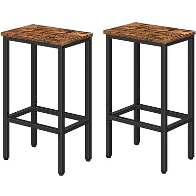 MAHANCRIS Bar Stools, Set of 2 Bar Chairs, Kitchen Breakfast Bar Stools with Footrest, 25.8" Dining Stools, Rectangular Industrial Bar Chairs, for