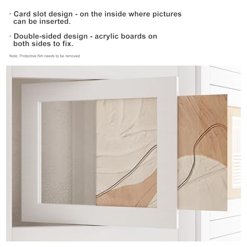 4 Panel Photo Room Divider Freestanding Folding Privacy Screen and Decorative with 16 Frames for Home Office (White) Svimi