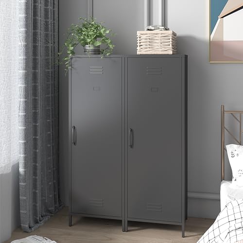 Steehoom Metal Storage Cabinet, Steel File Locker with 3 Shelves 59.06-inch high for School, Living Room, Bedroom, Office (Black) Steehoom