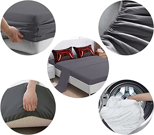 BDUCOK 5 Piece Gamer Comforter Sets Bed in A Bag for Boys Teen Kids,Honeycomb Gaming Bedding Sets Gamepad Comforter Microfiber Bed Set for All Season Gamer Home Decor(red, 5 Piece Sets30023-Twin) BDUCOK