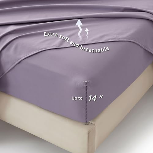 Bedsure Grayish Purple Twin Comforter Set - 5 Pieces Floral Bedding Sets Twin Bed in a Bag with Reversible Botanical Flowers Comforter, Sheets, Pillowcase & Sham Bedsure