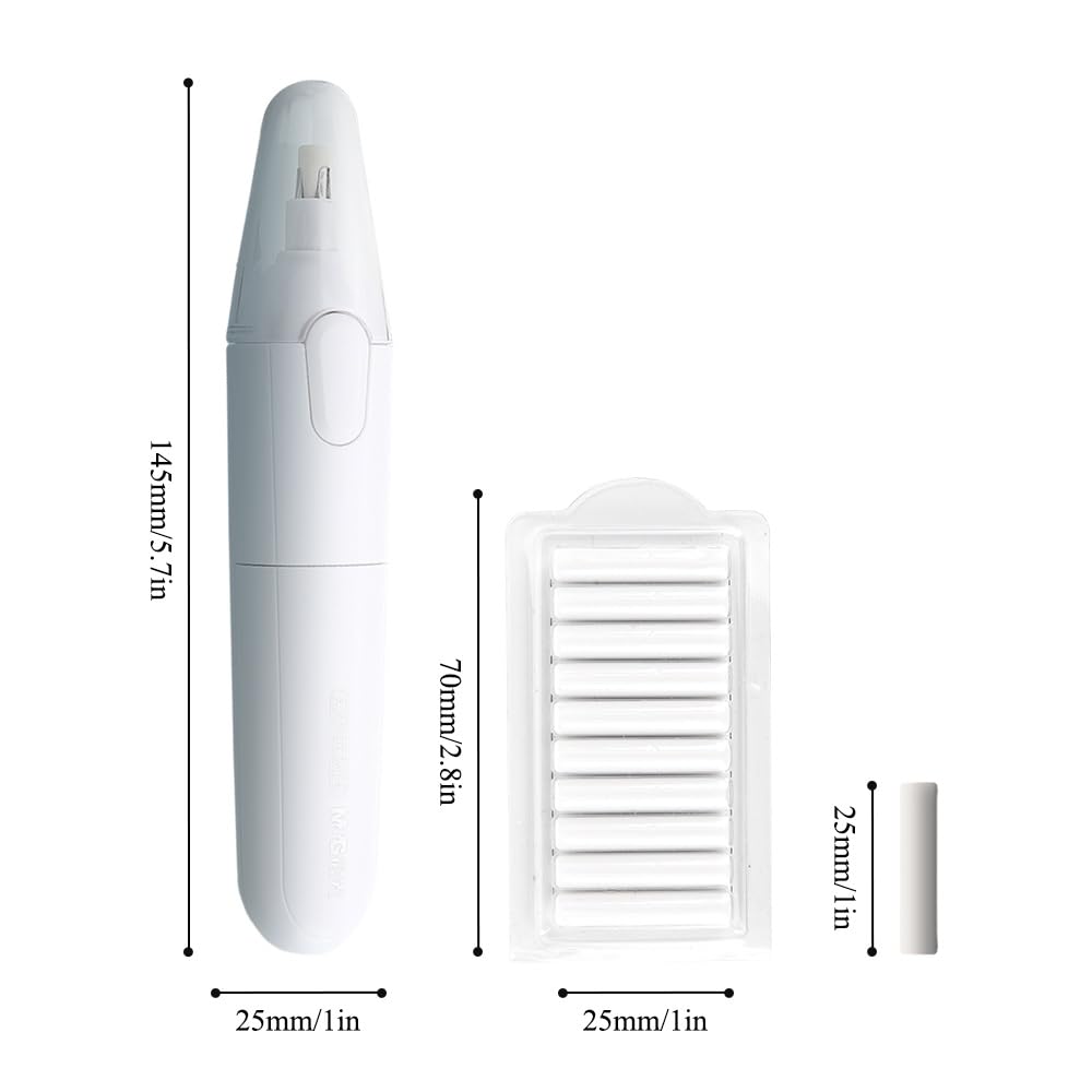M&G Electric Eraser for Artists, Rechargeable 60 Eraser Refills, Automatic Portable Plastic Pen, Requires 2 AAA Batteries (Not Included), Battery Operated for Drafting, Sketching, Painting (White) M&G
