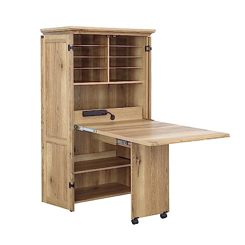Sauder Miscellaneous Storage Craft & Sewing Armoire, L: 35.12" x W: 21.81" x H: 61.58", Timber Oak Sauder
