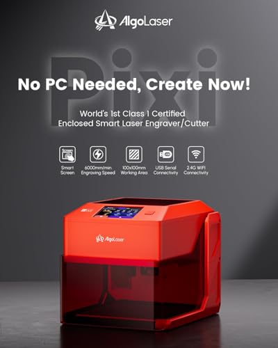 AlgoLaser 5W Laser Engraver Machine: Portable & Smart with 3.5" Touch Screen, Hand Drawing/Wireless/SD Card/Offline Engraving, AlgoOS Self Developed System for Wood, Acrylic, Leather AlgoLaser