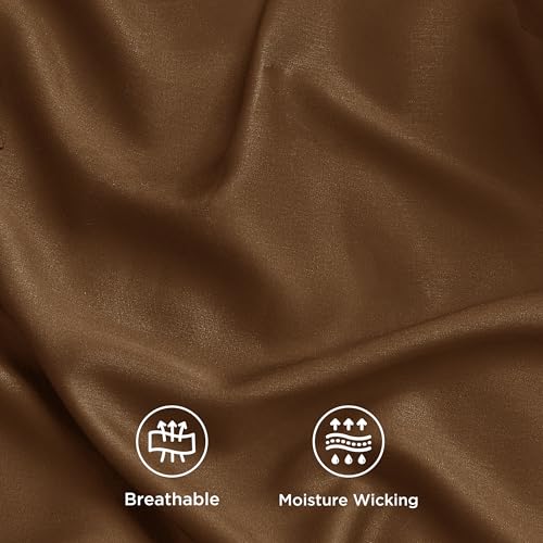 Bedsure King Size Sheets Set, Cooling Sheets for Hot Sleepers, Rayon Derived from Bamboo, Breathable & Soft, Deep Pocket Up to 16 Inches, Hotel Luxury Silky Bedding, Brown Bedsure