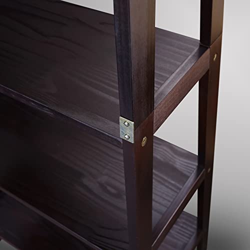 Espresso 5-Shelf Ladder Bookcase - 72-Inch Stylish Storage Solution Casual Home