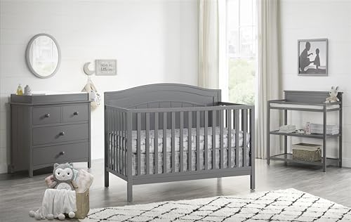 Oxford Baby North Bay 4-in-1 Convertible Baby Crib, Dove Gray, GreenGuard Gold Certified Oxford Baby