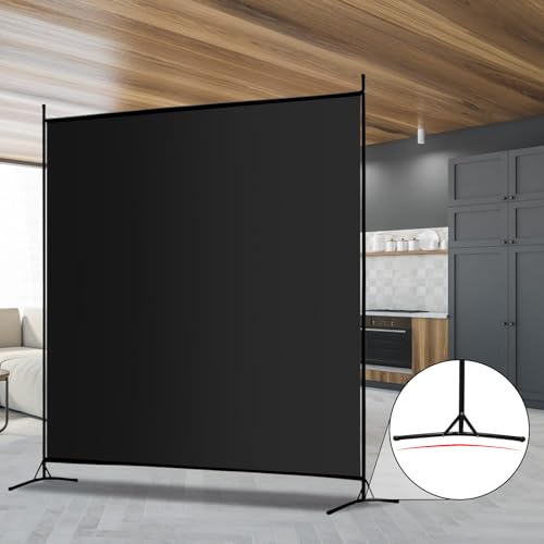 Carivia Single Large Panel Room Divider, 6 Ft Tall Privacy Screen Room Divider,Freestanding Room Partition Wall Divider,Lightweight Room Divider Screen for Home Office,69''W x 70''H, Black Carivia