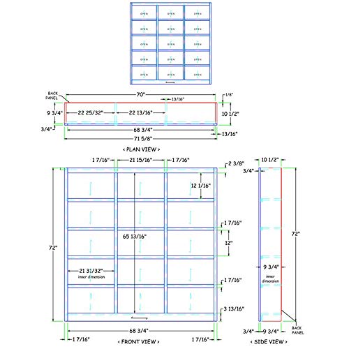 BOWERY HILL 72" Classic Triple Wide Wood Bookcase with 12 Adjustable and 3 Fixed Shelves in Dry Oak Finish BOWERY HILL
