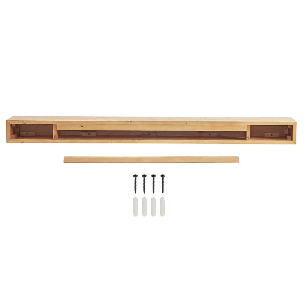 Touchstone Encase Fireplace Mantel- Wall Mounted 72 Inch Floating Shelf- Rustic, Solid Wood Farmhouse Style Mantel Shelf for Electric Fireplaces - 72 Inch x 8 x 4.75 Natural Finish - 90003 Touchstone