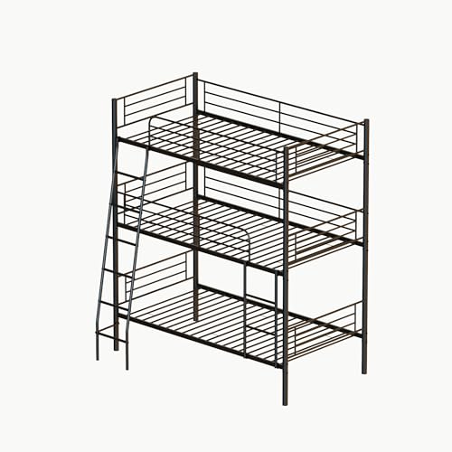 Bellemave Triple Bunk Bed for 3, bunk Bed for 3 Person, 3 bunk beds for Kids/Adults/Teenagers, Black Bellemave