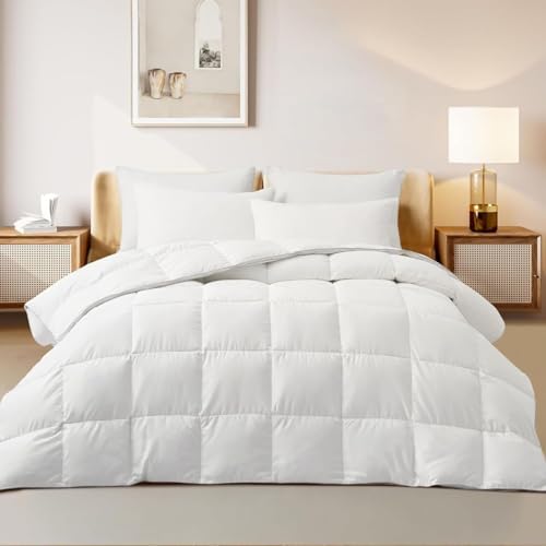 Mattress-Homes Comforter Duvet Insert Quilted Comforters 1 Piece Twin XL 100% Soft Comfy Microfiber Down Alternative Extra Long Twin Comforter Lightweight for Bedding White Solid All Season Mattress-Homes