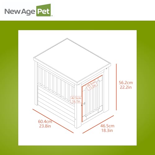 New Age Pet ECOFLEX InnPlace Dog Crate & End Table, Indoor Furniture Style Pet Kennel for Small, Medium, Large & XL Dogs, Durable Composite, Antique White, Small New Age Pet