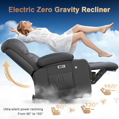Power Loveseat Recliner Sofa, Electric Reclining Loveseat Couch with Console, Home Theater Seating with Bluetooth Speaker & LED Light, Zero Wall Hugger RV Sofa Furniture with Built-in Outlet & Storage