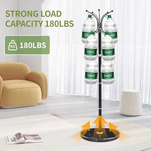 LOZABEE Metal Heavy Duty Coat Rack Stand, Modern Freestanding Coat Rack with Natural Marble Base, 360° Roraty Coat Racks with 14 Hooks, Black Coat Hall Tree Hanger Stand for Entryway, Office LOZABEE